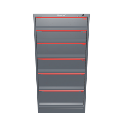 Modular Drawer 14 GA Storage Cabinet with 6 total drawers - 6" Drawers x2, 8" Drawers x2, 10" Drawers x2 - 3" Integrated Legs - 30 In. W x 29 In. D x 60 In H. - S3060-PPDAS-0605DS-3001