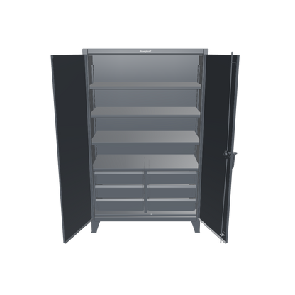 Extreme Duty 12 GA Cabinet with 6 Half-Width Drawers, 4 Shelves | 48 In. W x 24 In. D x 78 In. H - 46-244-6/5DB-7024