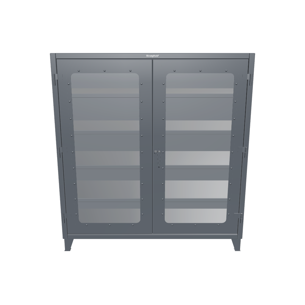 Extreme Duty 12 GA Clearview Cabinet with 4 Shelves - 72 In. W x 24 In. D x 78 In. H - 66-LD-244-7024