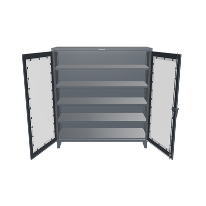 Extreme Duty 12 GA Clearview Cabinet with 4 Shelves - 72 In. W x 24 In. D x 78 In. H - 66-LD-244-7024