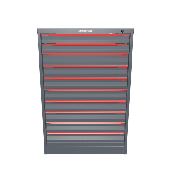 Modular Drawer 14 GA Storage Cabinet with 10 total drawers -2" Drawers x2, 3" Drawers x8 - 3" Integrated Legs - 30 In. W x 29 In. D x 44 In H. - S3044-PPDAS-1003DS-3001
