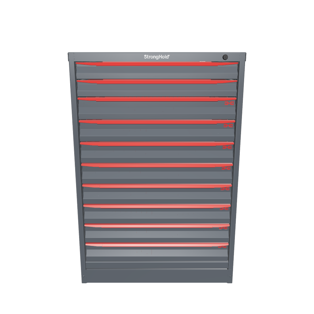 Modular Drawer 14 GA Storage Cabinet with 10 total drawers -2" Drawers x2, 3" Drawers x8 - 3" Integrated Legs - 30 In. W x 29 In. D x 44 In H. - S3044-PPDAS-1003DS-3001