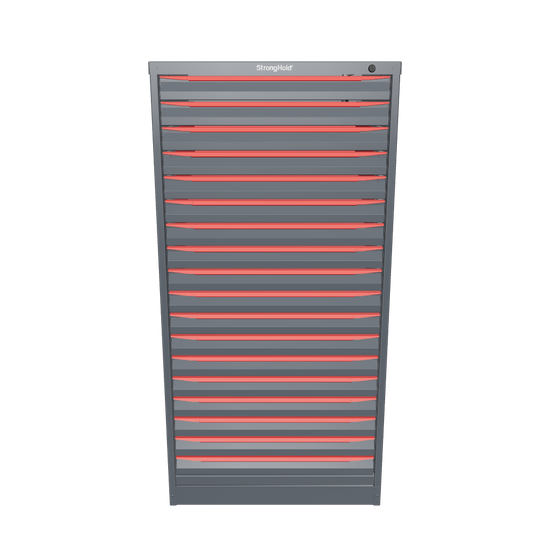 Modular Drawer 14 GA Storage Cabinet with 18 total drawers -2" Drawers x18 - 3" Integrated Legs - 30 In. W x 29 In. D x 60 In H. - S3060-PPDAS-1801DS-3001
