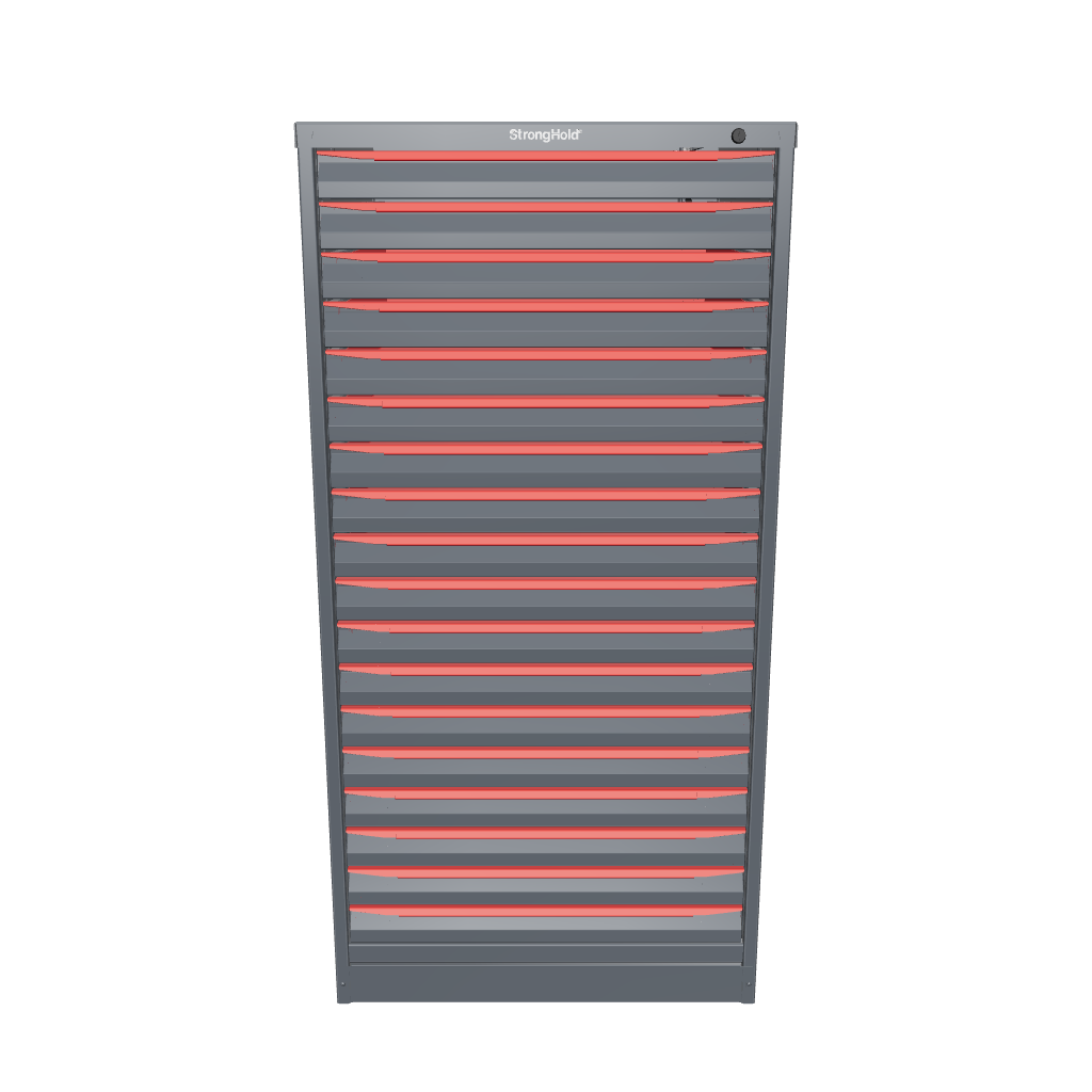 Modular Drawer 14 GA Storage Cabinet with 18 total drawers -2" Drawers x18 - 3" Integrated Legs - 30 In. W x 29 In. D x 60 In H. - S3060-PPDAS-1801DS-3001