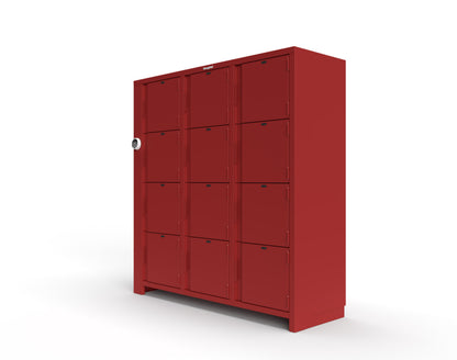 Extra Heavy Duty SIMPLE Locker - Single Input Multi-Point Locking Entry - Access Control Locker with 12 Solid Doors  -  72" W x 24" D x 75" H